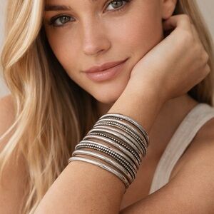 Chico’s Silver Tone Bangle Bracelet Set (BR1010/3)